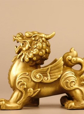 中式铜貔貅摆件招财一对家居客厅黄铜貔犰办公室搬家开业礼物装饰