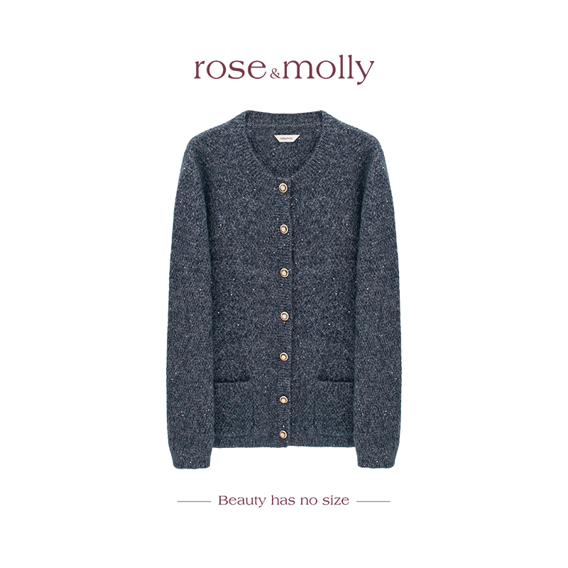 显瘦定制【银河碎光】山羊绒绵羊毛细闪秋冬针织毛衣外套R25AM083