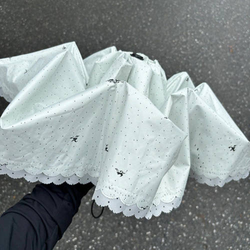 波点蕾丝雨伞女晴雨两用自动防晒防紫外线高颜值太阳伞遮阳公主风