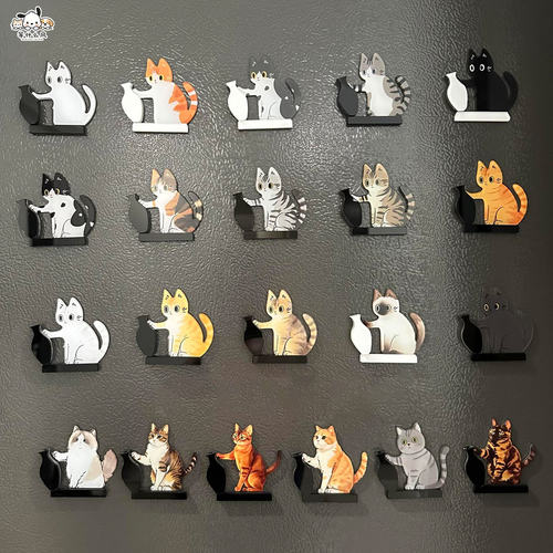猫咪胡须收纳冰箱贴创意小猫推瓶子磁吸冰箱贴猫毛收集摆件挂件