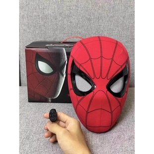 全自动蜘蛛侠头套可动眼睛英雄远征迈尔斯可眨眼正版面具搞怪电动