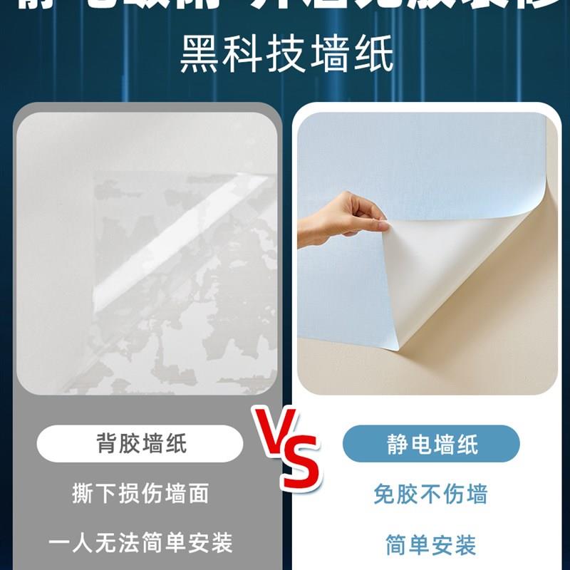 乳胶漆静电墙面保护膜卧室温馨墙纸自粘壁纸家用不伤墙护墙贴无胶