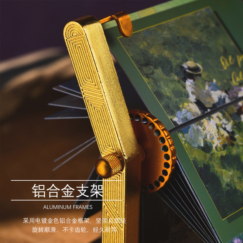 新款2024年手摇机械日历金属创意办公室桌面摆件世界名画油画日历