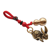 纯黄铜福兔挂件男十二生肖兔子葫芦汽车钥匙扣女五帝铜钱吊坠礼品