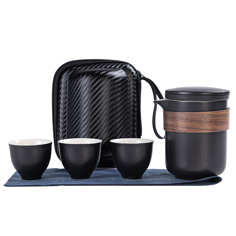 快客杯一壶三杯简约便携旅行茶具收纳包户外喝茶装备公司logo订制