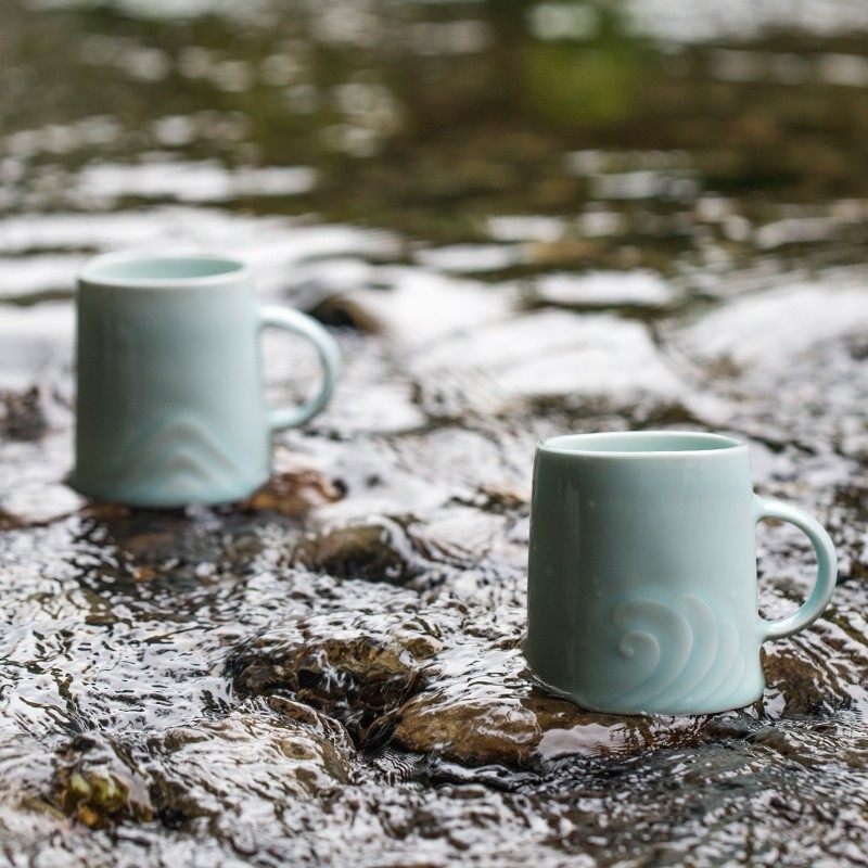 山水间青山水浪情侣杯景德镇陶瓷马克杯创意文艺杯子女男礼物定制