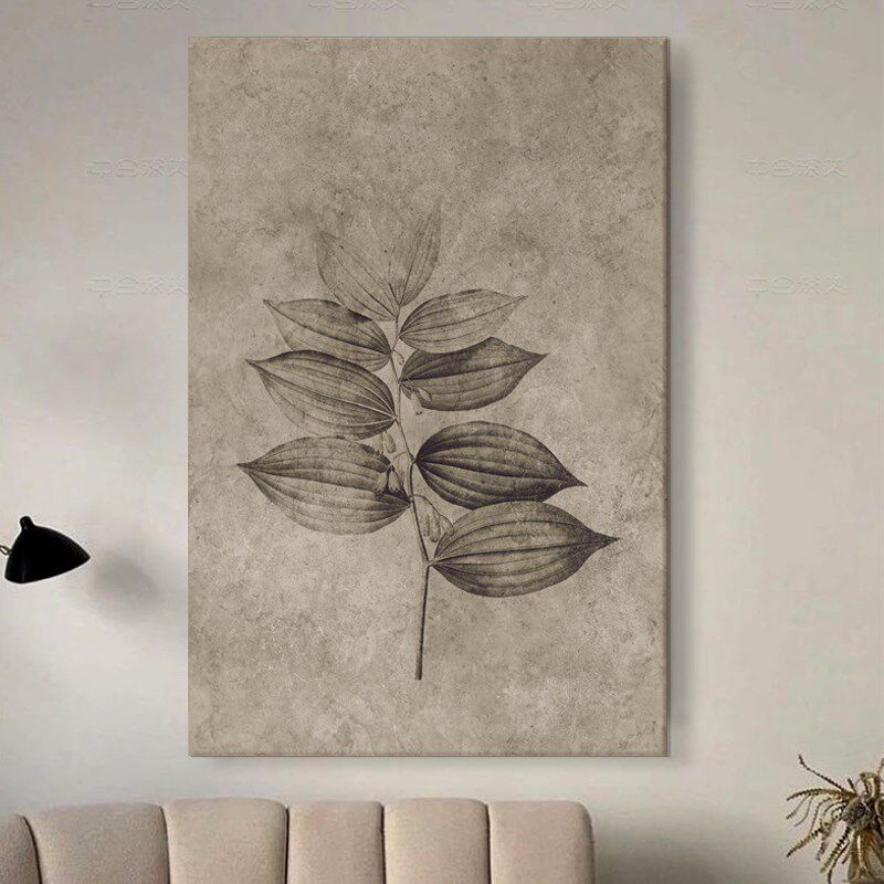 侘寂风客厅书房装饰画花卉艺术禅意餐厅抽象极简挂画民宿酒店无框