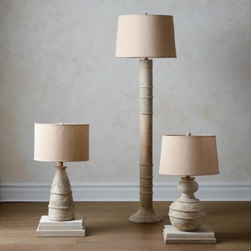 法式乡村实木落地灯设计师雕花创意复古民宿客厅卧室样板间装饰灯