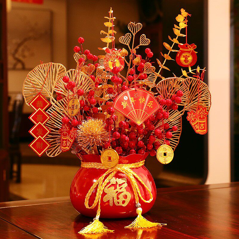 新年春节装饰摆件喜庆桌面摆台装扮商场乔迁新居柜台公司布置用品