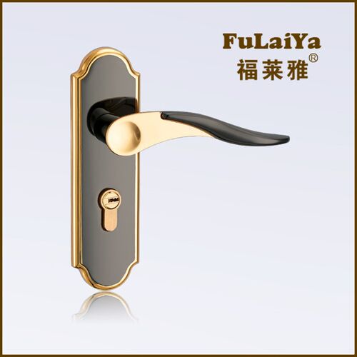钛黑金单舌门锁金间黑静音换锁家用室内卧室卫生间锌合金孔距F140