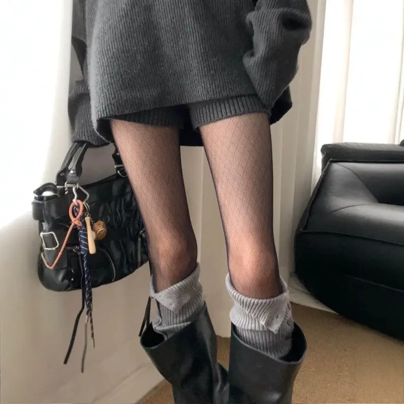 性感辣妹菱格黑丝纯欲显瘦高弹力