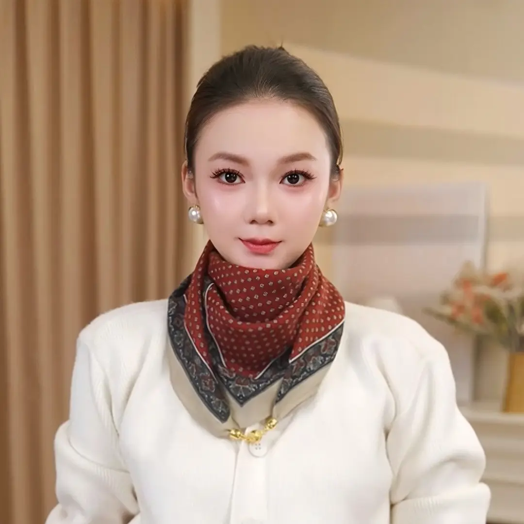 高档女气质方形围巾百搭法式围脖