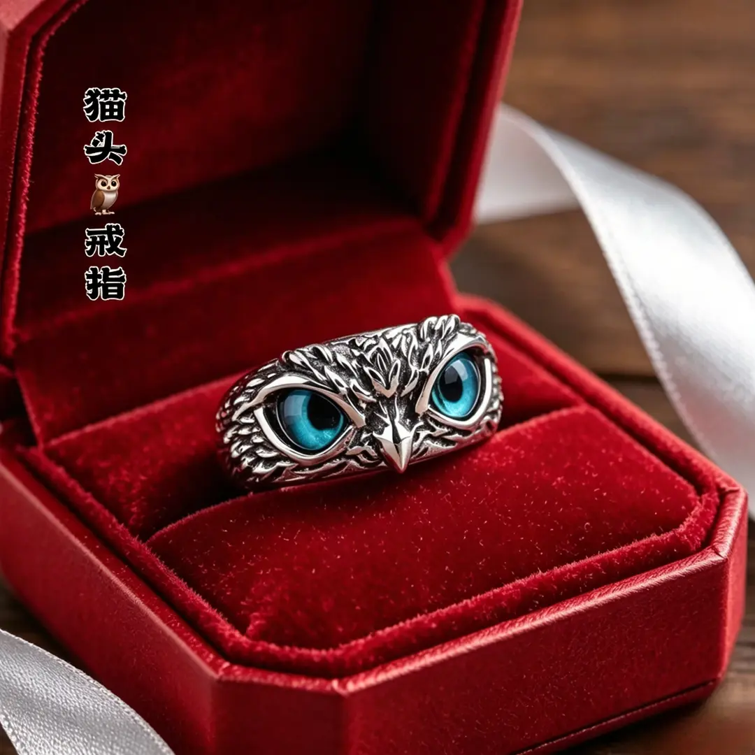 合金戒指高品质新款猫头鹰戒指