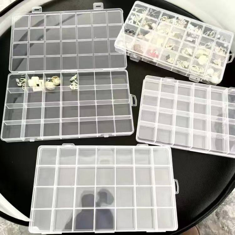 透明多格美甲首饰盒耳环耳钉收纳盒耳饰格子收纳盒项链饰品盒子