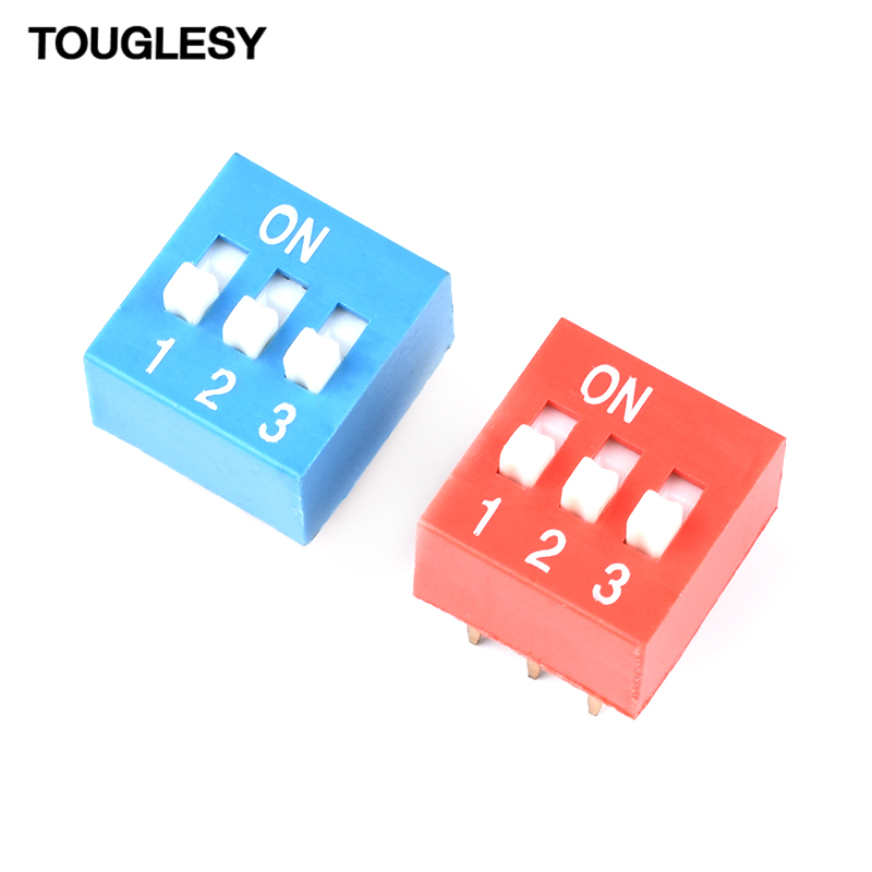 拨码开关拨动平拨直插DS-1P2P3P4P5P6P7P8P10P12位2.54mm红色蓝色
