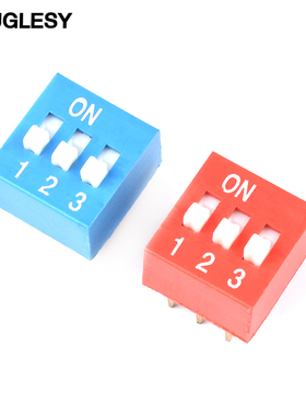 拨码开关拨动平拨直插DS-1P2P3P4P5P6P7P8P10P12位2.54mm红色蓝色
