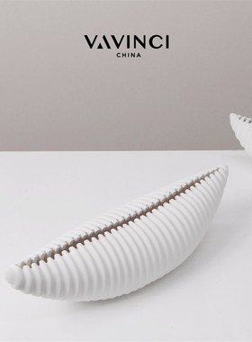 梵其简约现代贝壳形陶瓷几何摆件样板房酒店工艺摆设玄关民宿软装