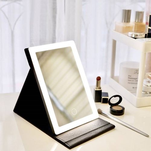 高清化妆镜 桌面折叠带灯镜子家用宿舍旅行便携补光台式梳妆镜