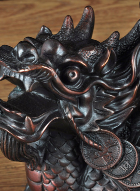 彩铜龙龟摆件中式聚宝盆招财摆设家居客厅玄关装饰品商务乔迁礼品