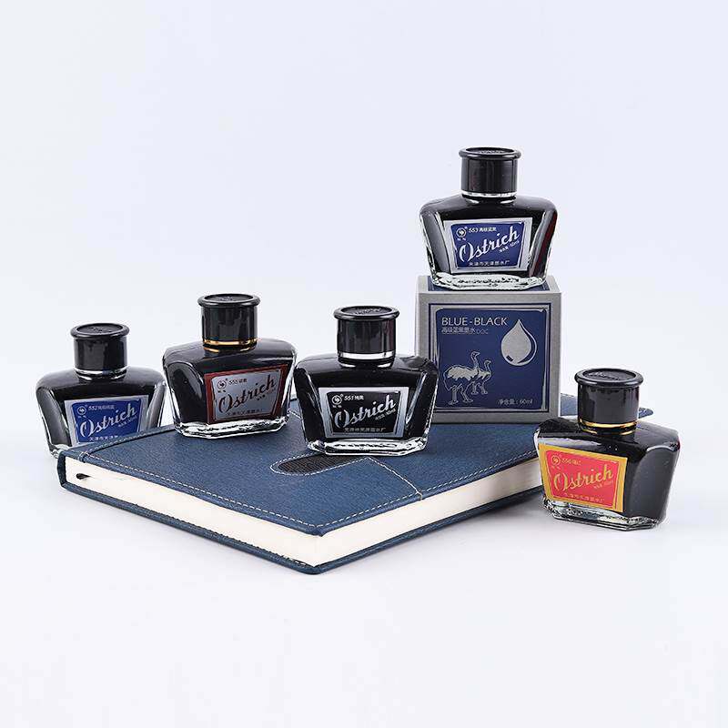 【3瓶装】鸵鸟墨水5系钢笔用非碳素墨水瓶防水红色黑色可擦纯蓝色