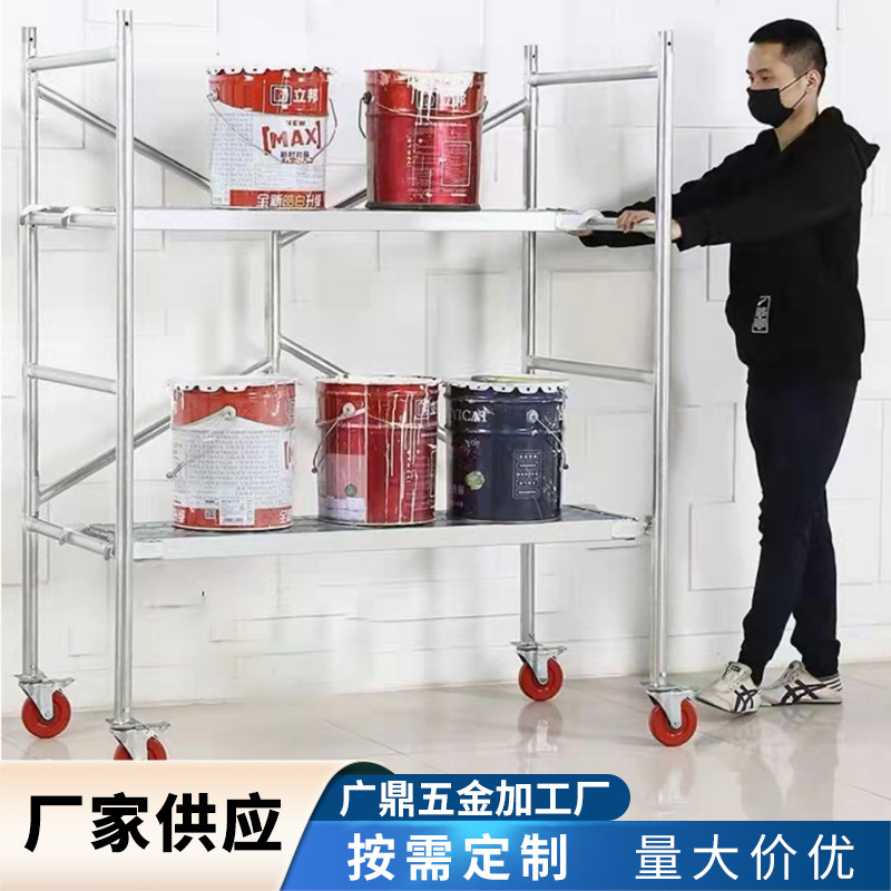 厂家供应移动镀锌脚手架 折叠式高空作业架子 加厚型钢管装修马凳