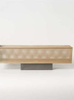 2021欧式现代简约大理石底座金属长方形花器摆件样板房售楼处软装