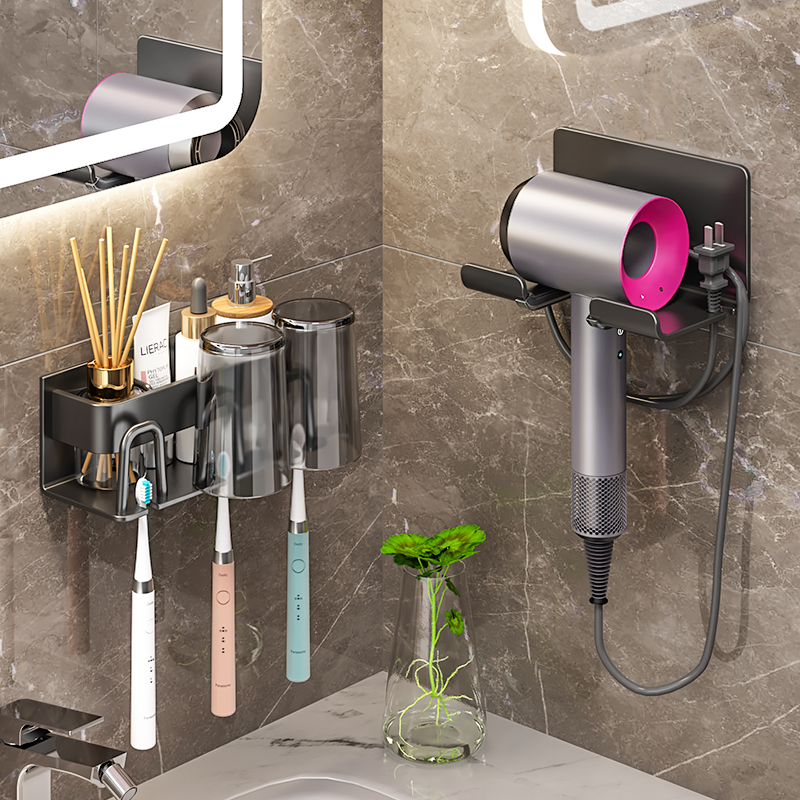 日本进口MUJI吹风机置物架子免打孔化妆室吹风机支架壁挂浴室风