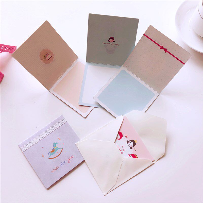 韩国创意七夕情人节祝福贺卡可爱卡通留言生日感谢迷你心愿小卡片