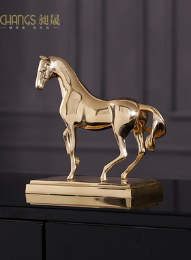 纯铜摆件黄铜餐桌电视柜摆饰别墅玄关装饰钟送礼创意家居鹿工艺品