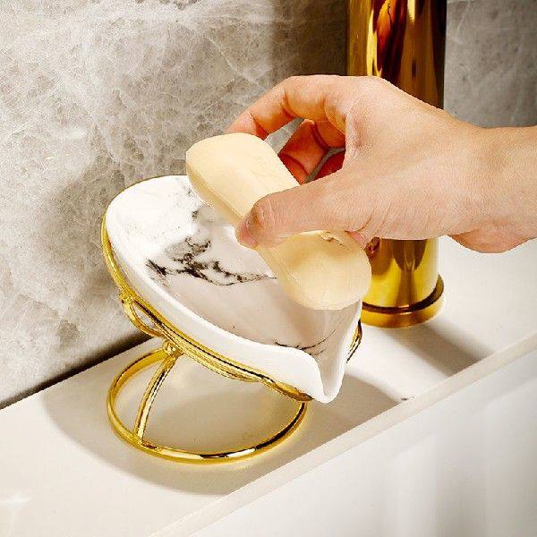 1PC Luxury Leaf Shape Soap Dish Holder for Kitchen Sink
