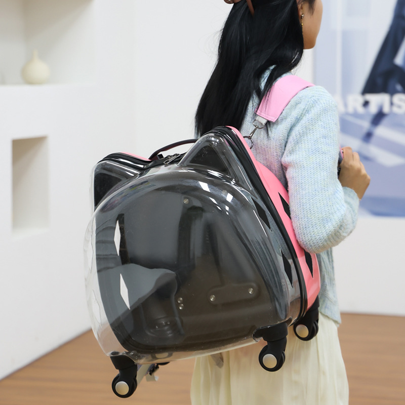 宠物拉杆箱外出透明猫包可携式宠物推车大容量透气太空舱狗狗旅行