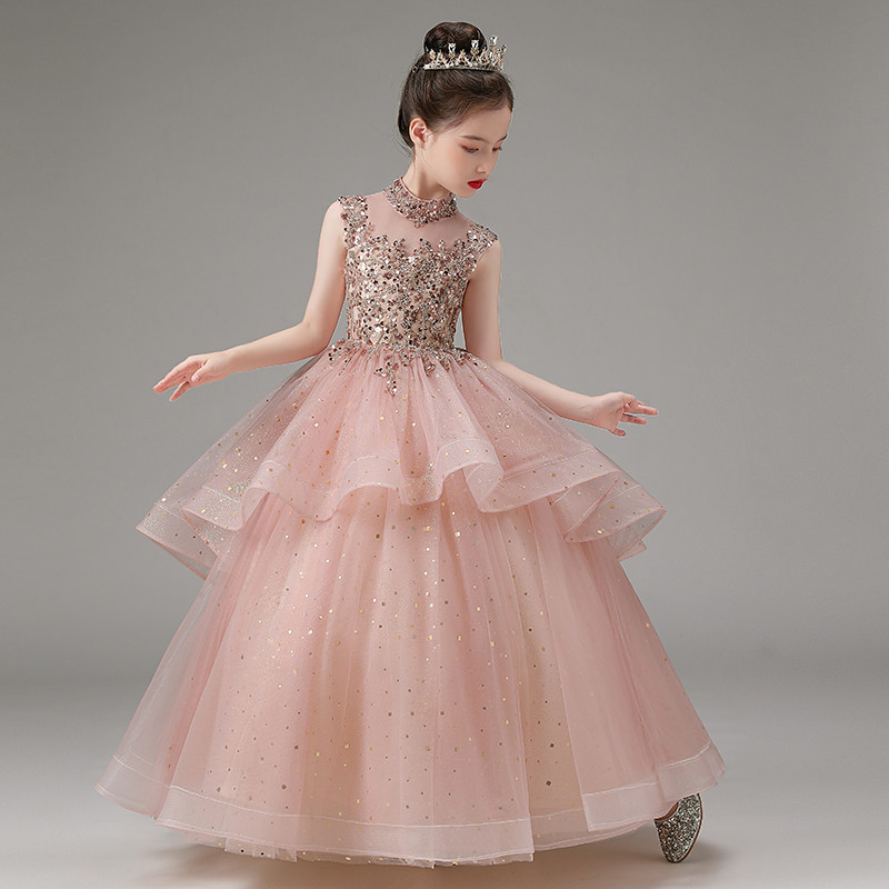 儿童晚礼服高端女童公主裙生日花童婚纱小女孩主持钢琴演出服走秀