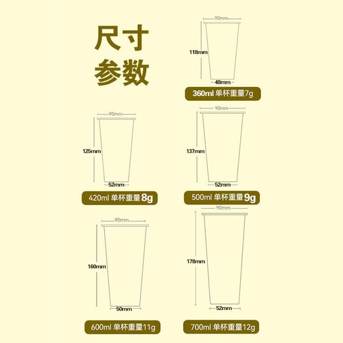 90口网红PP塑料杯一次性文字透明塑杯可爱卡通水果柠檬茶商用粥杯
