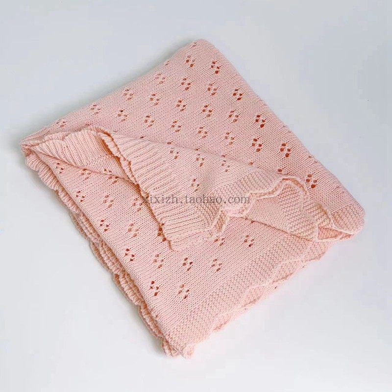 纯棉针织新生婴儿镂空毯抱被春夏秋午睡毯外出汽车后座盖毯儿童毯