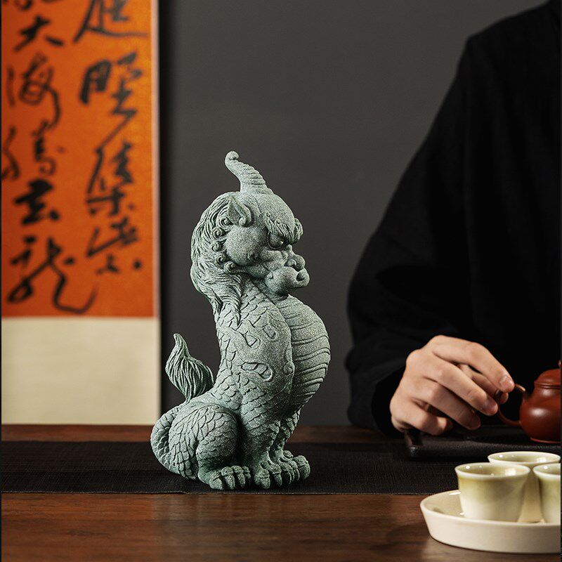 山海经新中式桌面瑞兽嘲风装饰茶宠摆件创意复古国潮送礼鱼缸造景
