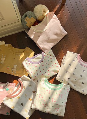 Yumi妈秋款儿童男女童品质无骨A类秋衣秋裤羊毛拉架家居服 24Y045