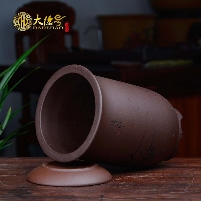 紫砂君子兰兰花盆大号吊兰绿植圆形花盆高口径透气带托盘陶瓷花盆