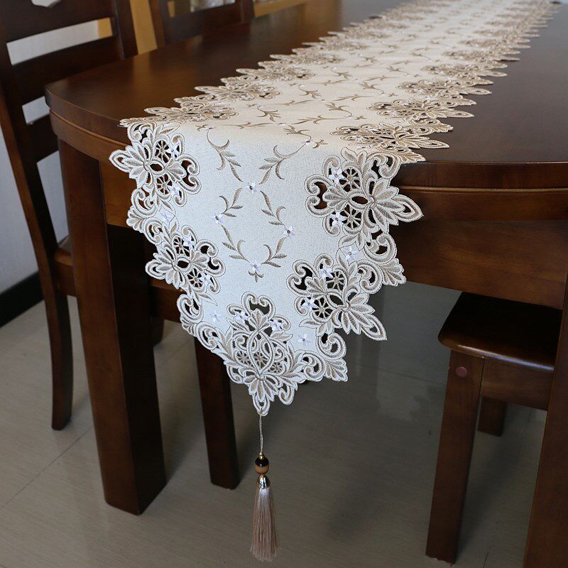 绣花桌旗镂空布艺电视柜五斗柜盖巾台布茶几巾桌垫流苏床旗餐桌布