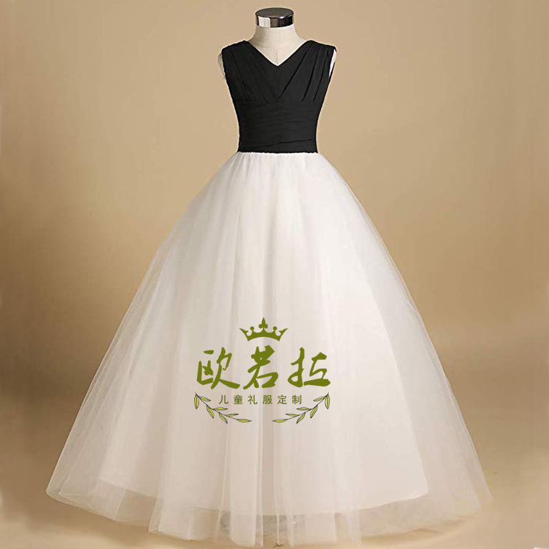 女童大提琴小提琴音乐会演奏晚礼服儿童伴娘婚纱蓬蓬裙钢琴公主裙