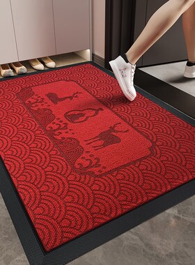 入户门地垫红色别墅大门口高端脚垫橡胶加厚防滑耐脏门垫高级地毯
