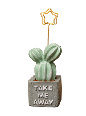 个性绿植留言夹摆件便条照片小夹子创意举牌复古办公名片标签支架