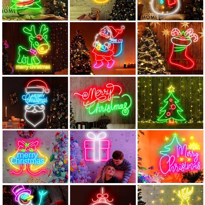 2023新年元旦耶诞节装饰灯Led霓虹灯牌发光字定制