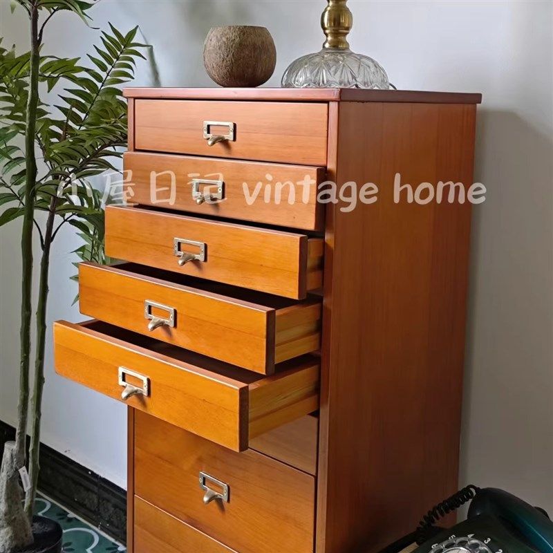 中古实木复古抽屉柜斗柜中古边柜收纳杂物九斗抽屉全实木黄铜拉手,住宅家具,斗柜,淘宝优惠券,粉丝福利购,淘宝优惠卷