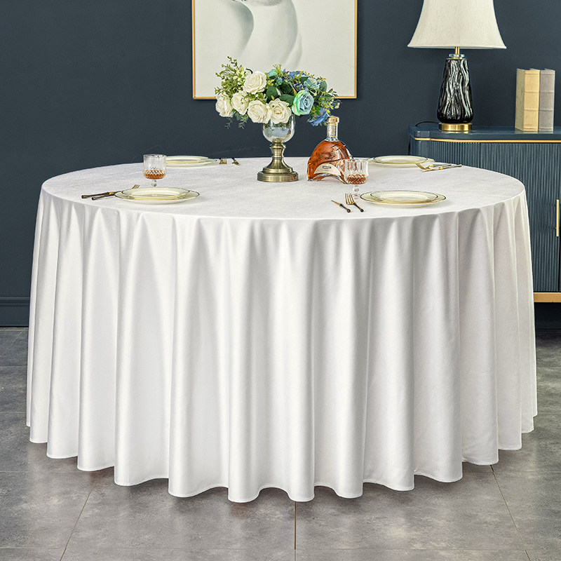 台布布艺加厚高级感绸缎酒店桌布圆形大圆桌餐桌布饭店家用圆桌布