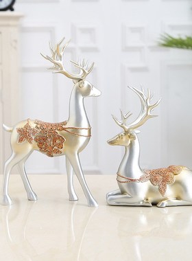 欧式麋鹿摆件酒柜装饰品招财创意结婚礼物家居客厅书房实用工艺品