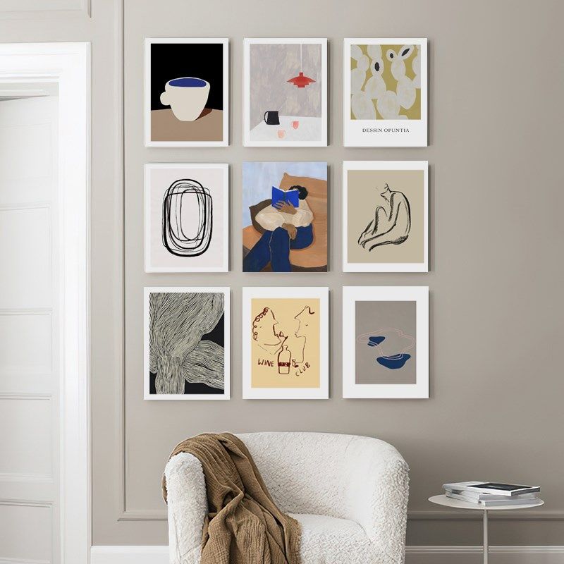 北欧简约无框画房间小清新抽象艺术帆布画餐厅卧室墙壁油画布绷布,家居饰品,现代装饰画,淘宝优惠券,粉丝福利购,淘宝优惠卷