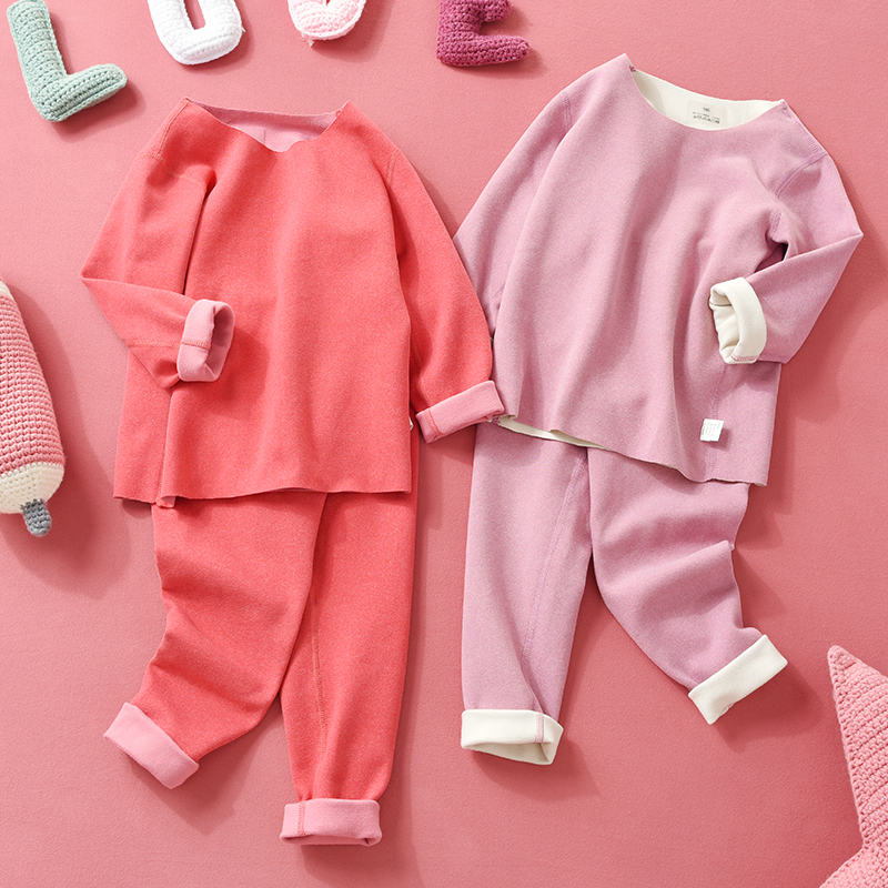 新款宝宝保暖内衣套装秋冬长袖儿童德绒秋衣秋裤无痕家居服自发热