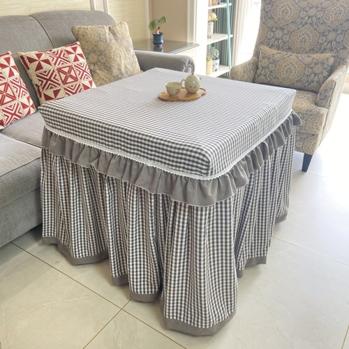 田园格子布艺桌布公主风牀头柜防尘罩长方形电烤炉套冰箱洗衣机套