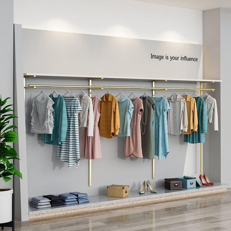 服装店展示架男装店铁艺简约时尚侧挂架女装店童装店挂衣杆陈列架