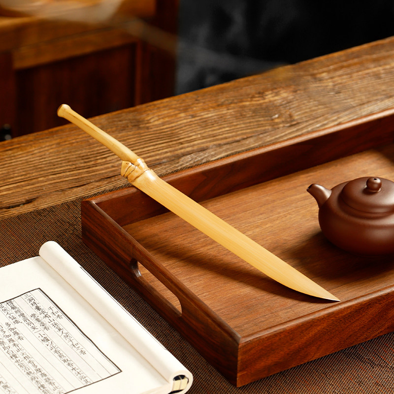 天然竹制玉竹裁纸刀复古手工信封启封刀宣纸裁剪竹刀文房四宝用品